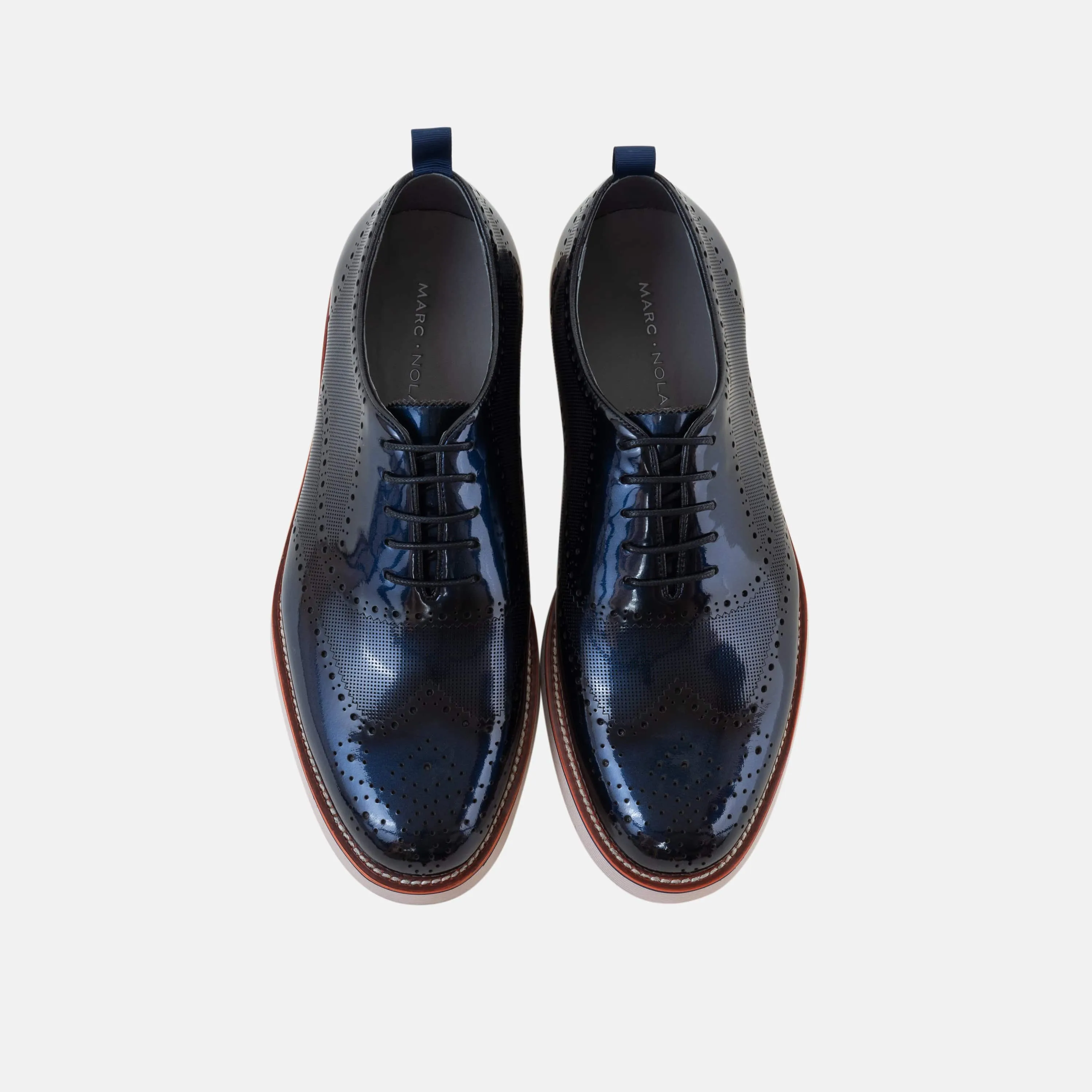 Oscar Navy Patent Leather Wholecut Brogue Sneakers