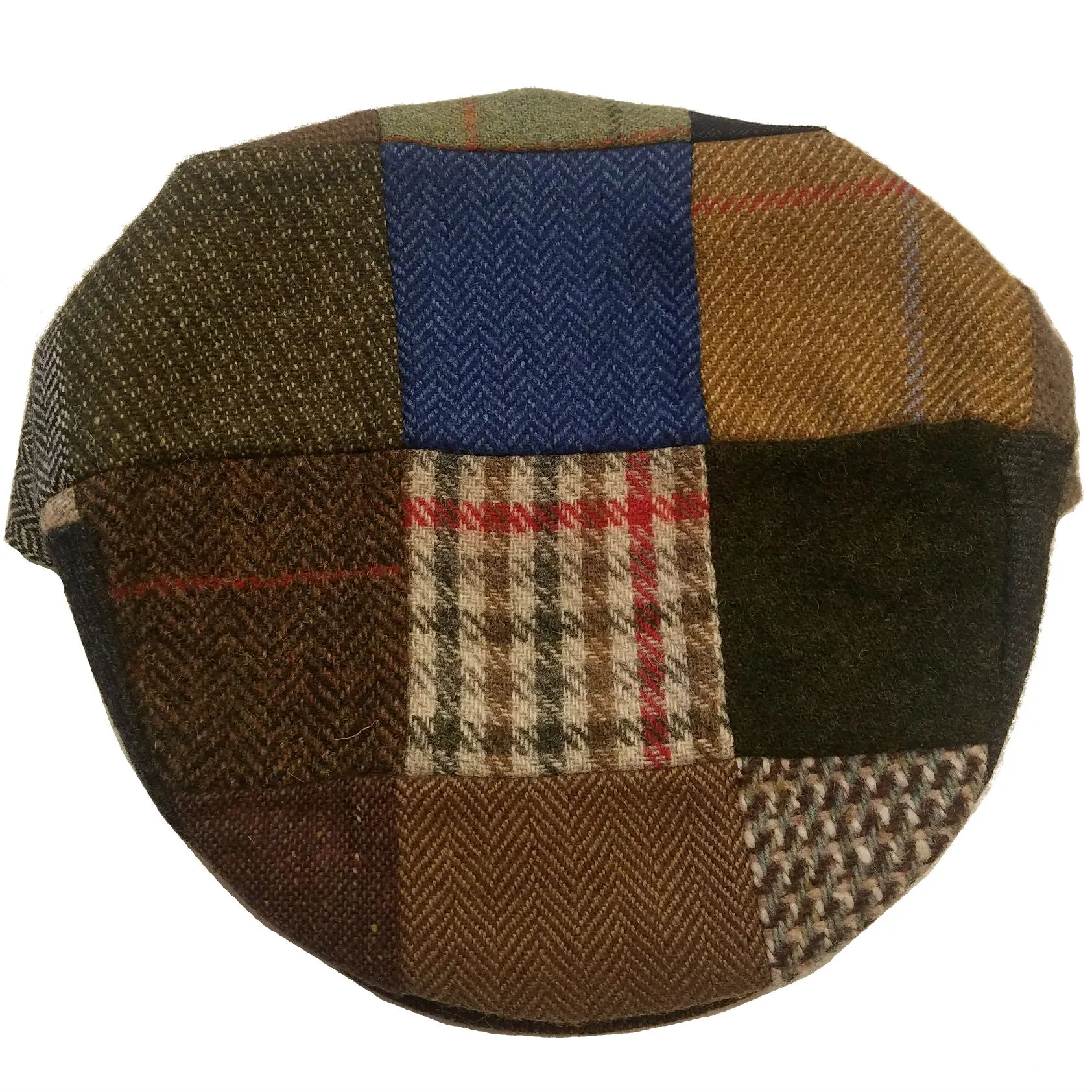 Patchwork Driving Cap in Wool from Hanna Hats of Ireland — [ Unique Patchwork Options ]