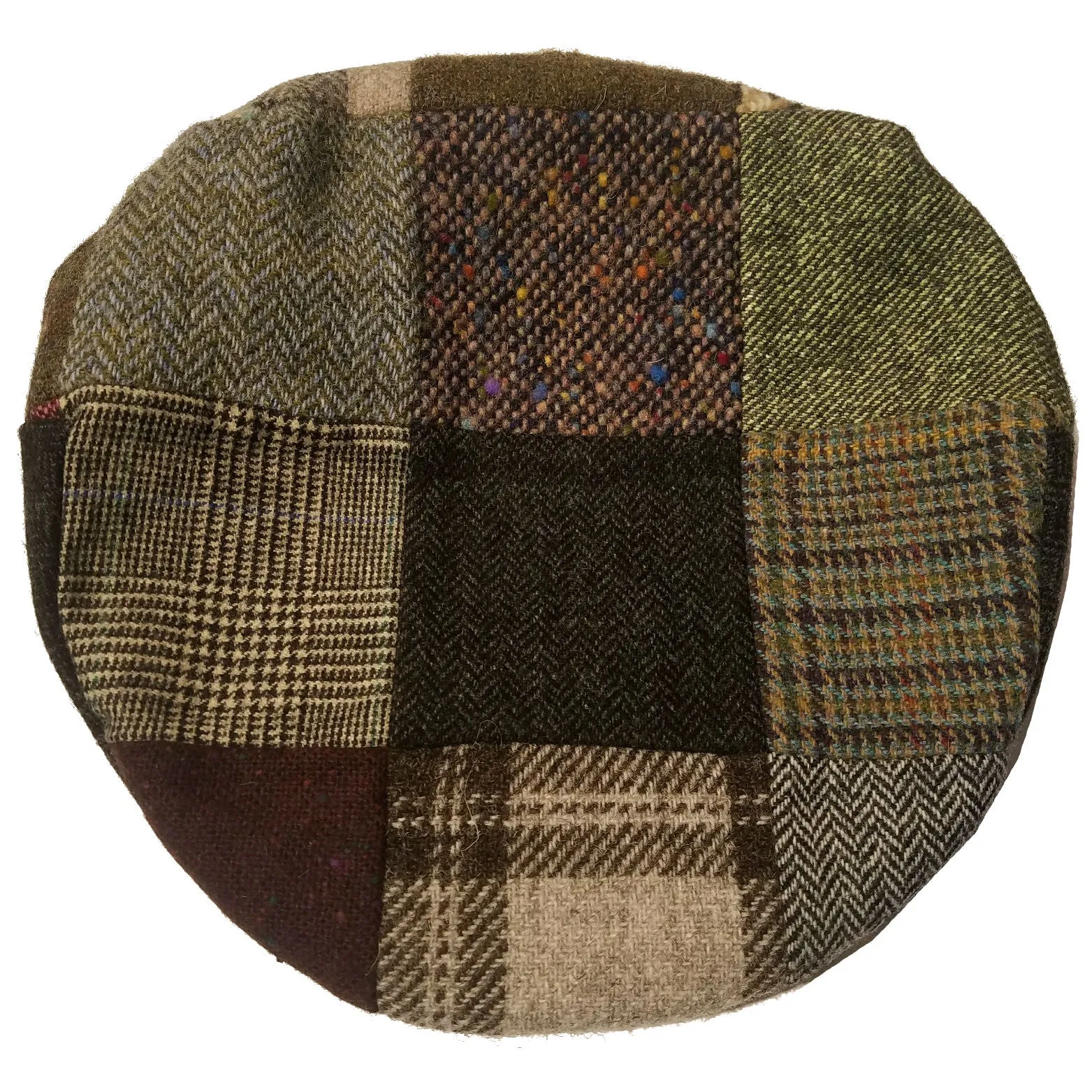 Patchwork Driving Cap in Wool from Hanna Hats of Ireland — [ Unique Patchwork Options ]