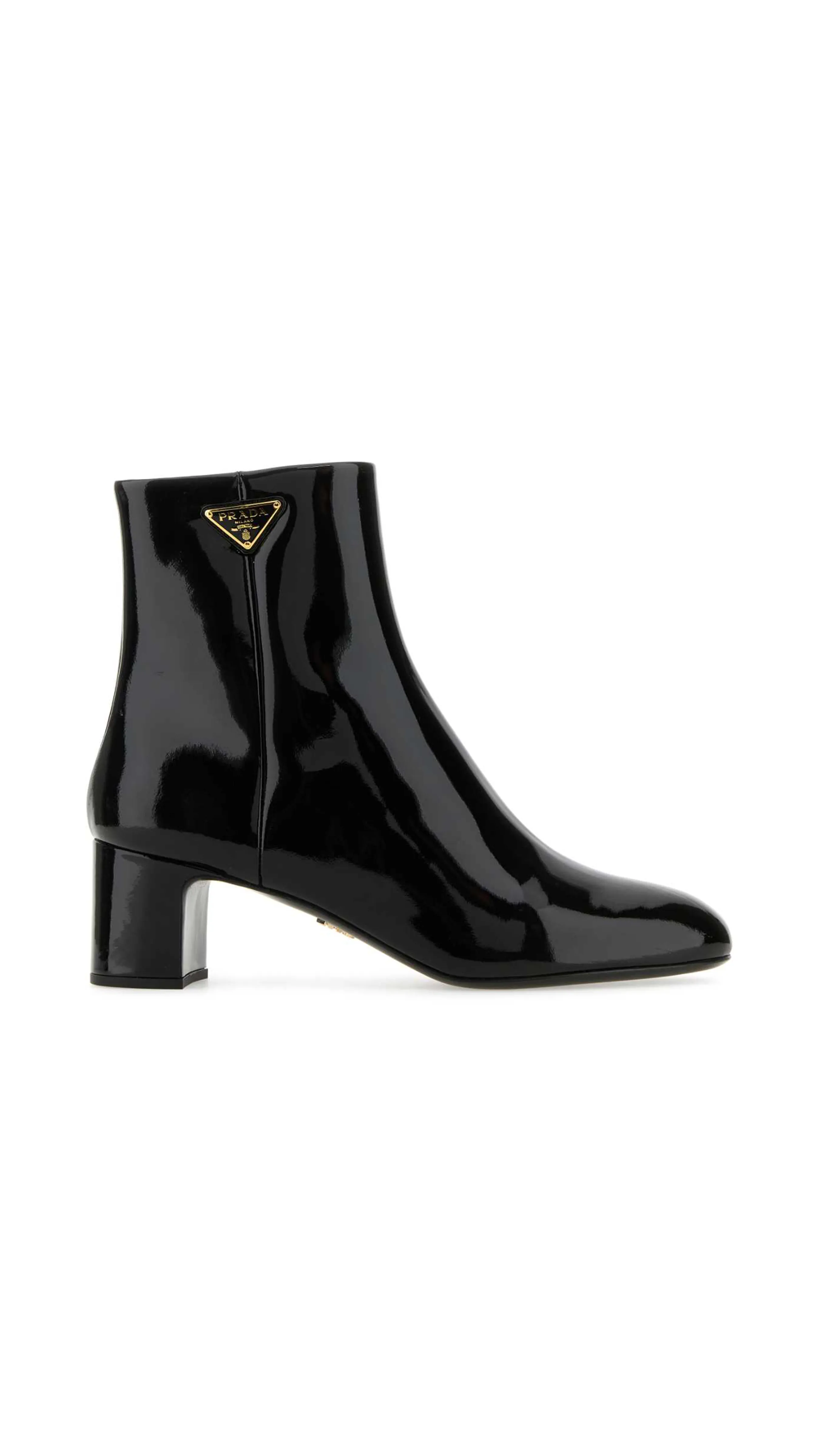 Patent Leather Booties - Black