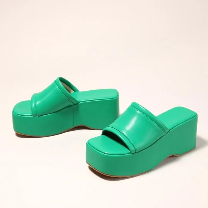 Peep Toe Block Wedge Sandals