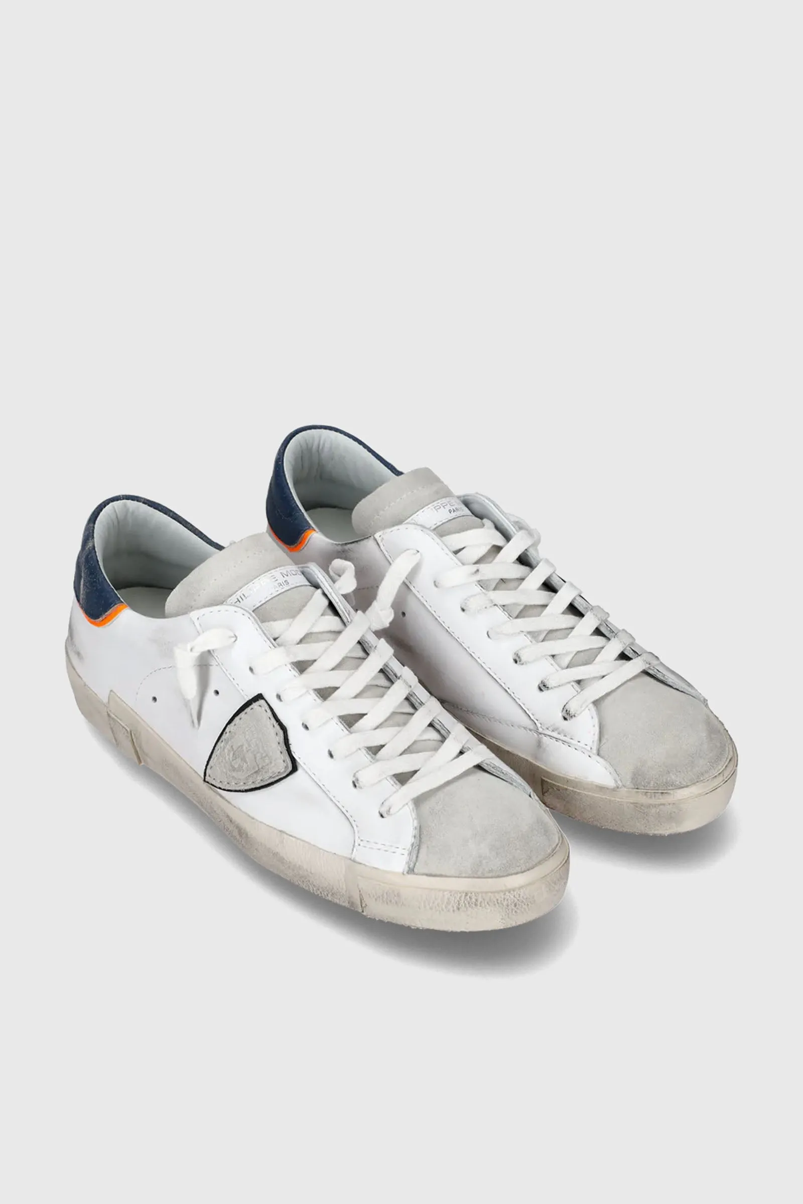 Philippe Model Sneaker PRSX Veau Vintage Pelle Bianco/Blu