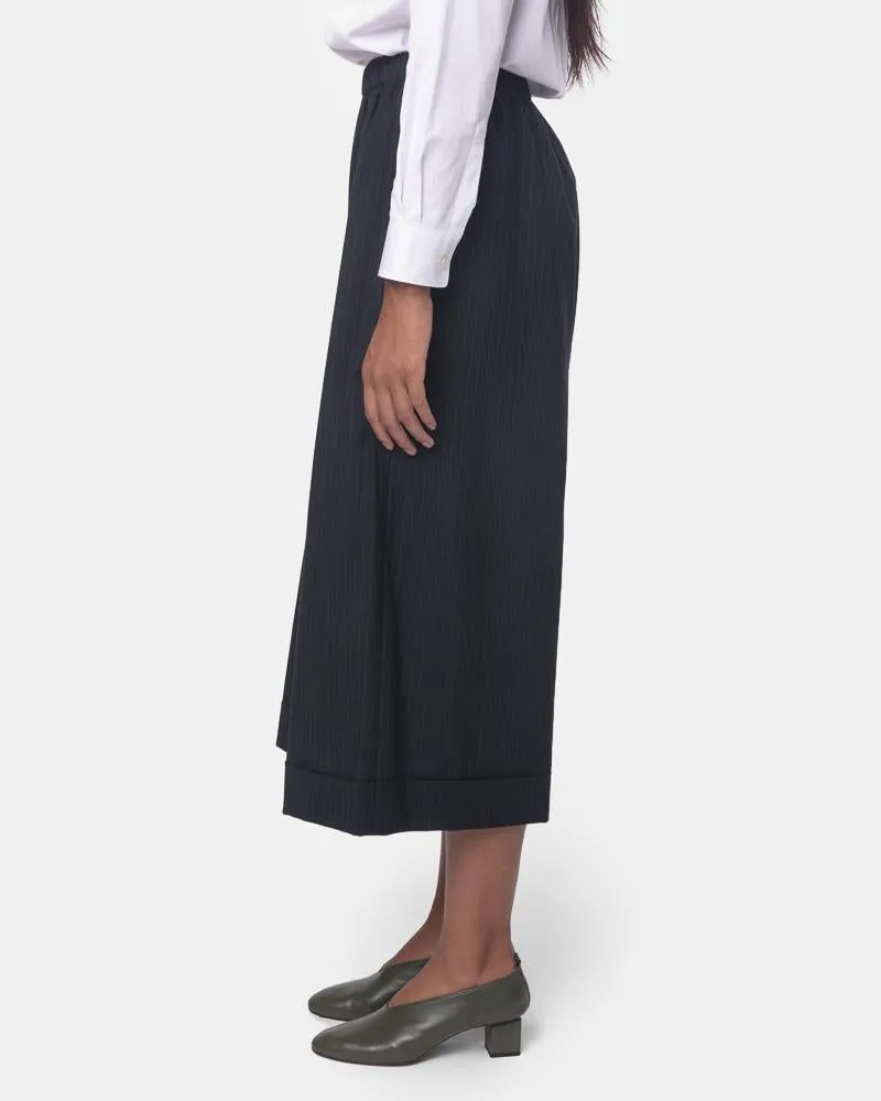 Pinstripe Culottes in Navy