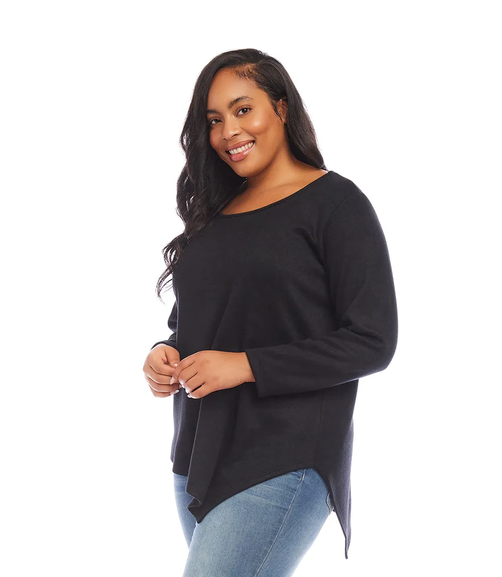 Plus Size Long Sleeve Asymmetric Top