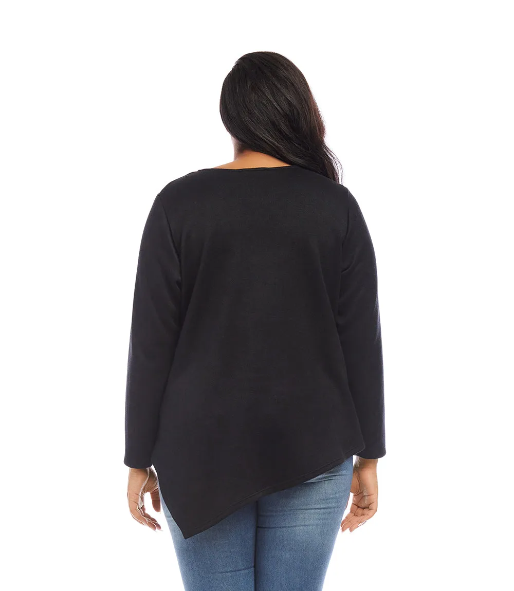 Plus Size Long Sleeve Asymmetric Top