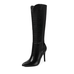 Pointed Toe Stiletto Knee High Boots