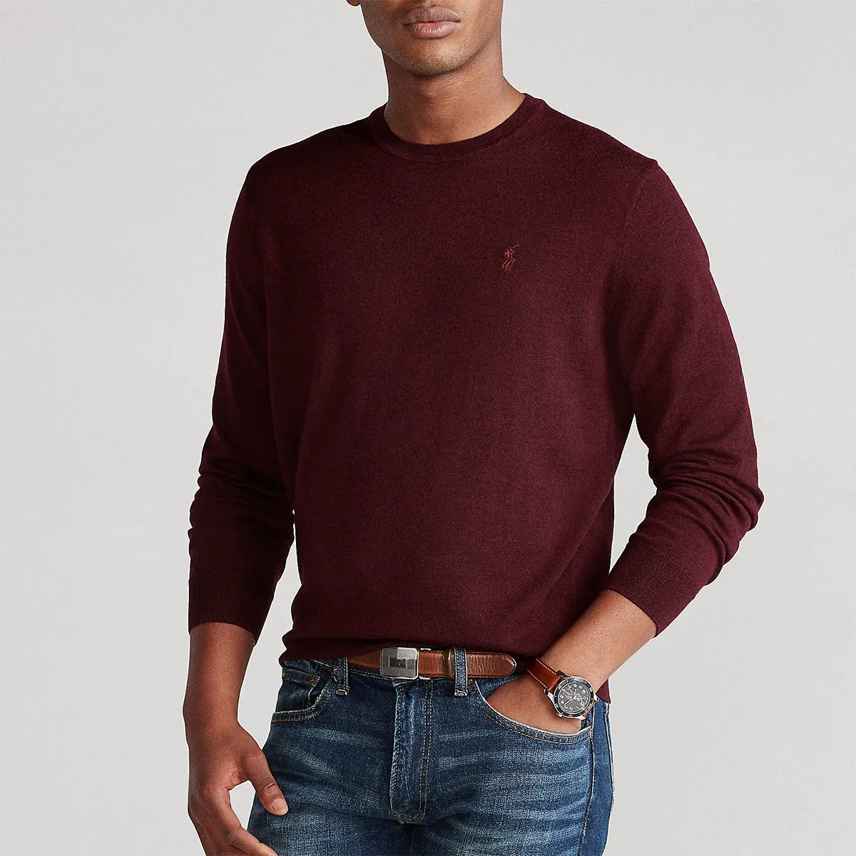 Polo Ralph Lauren - Slim Fit Crew Neck Jumper in Wine