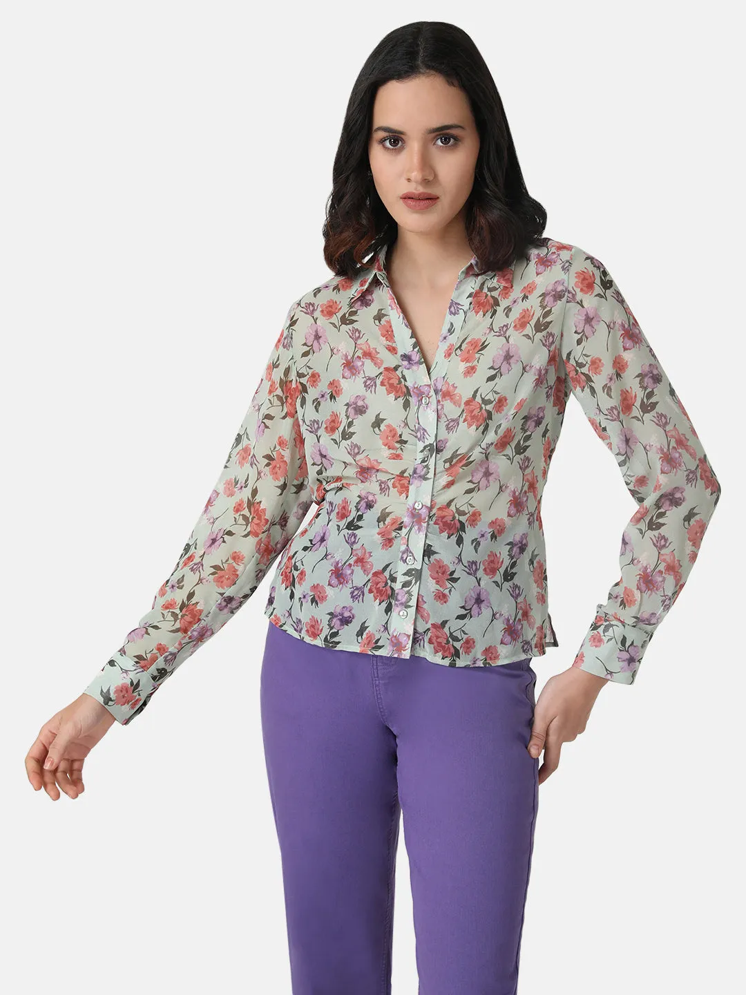 Printed Ruched Shirt