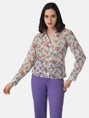 Printed Ruched Shirt