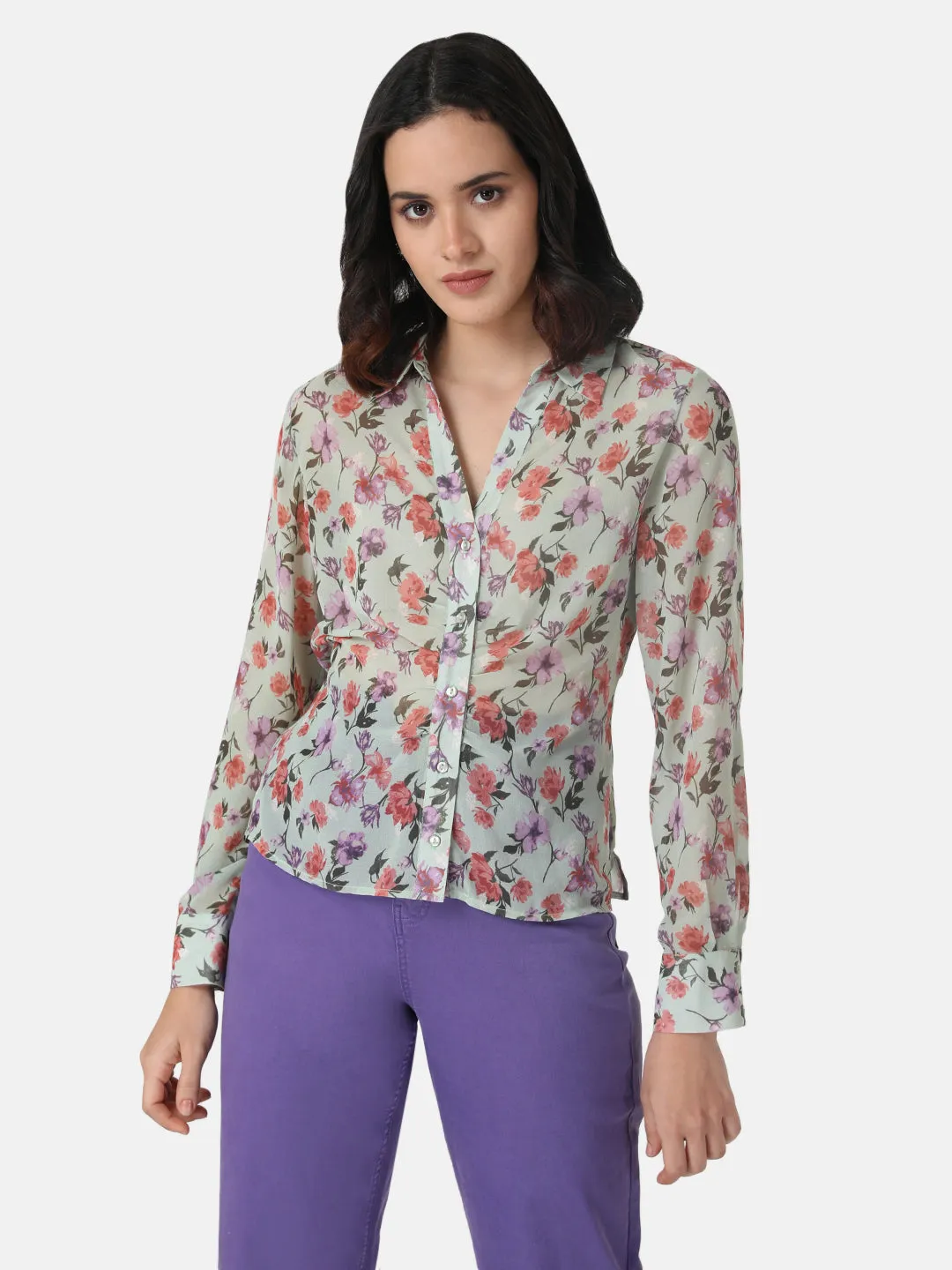 Printed Ruched Shirt