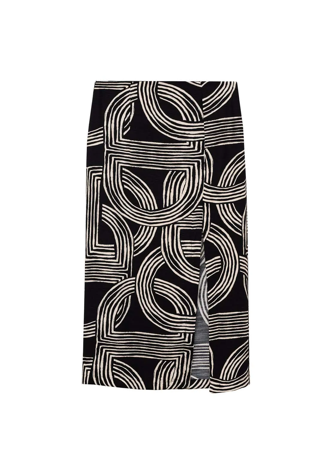 Printed skirt with slit