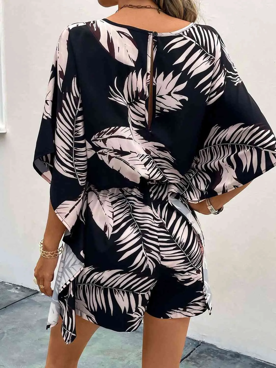 Printed V-Neck Romper