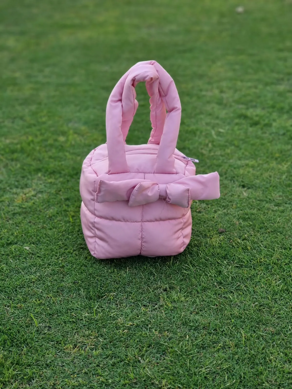 Puffer Bag Bow Tote Bag-Baby Pink