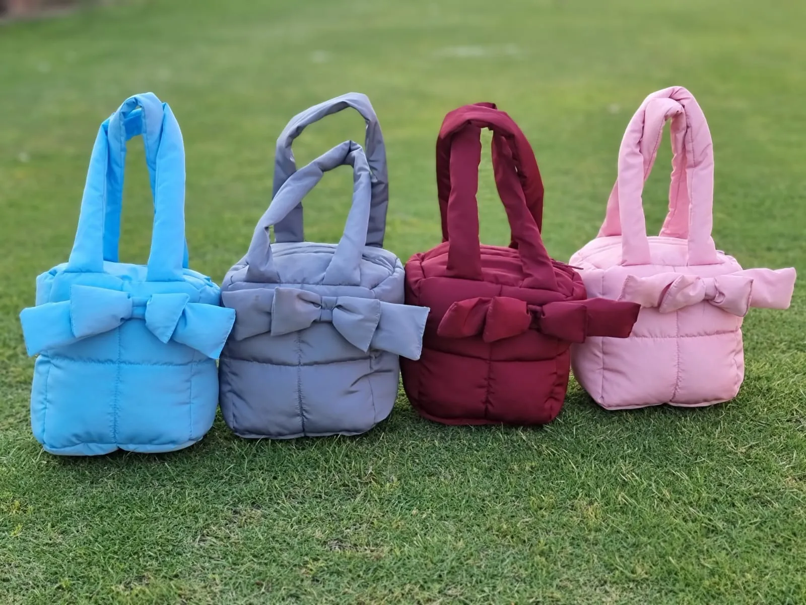 Puffer Bag Bow Tote Bag