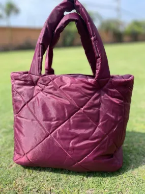 Quilted Tote Bag-Wine