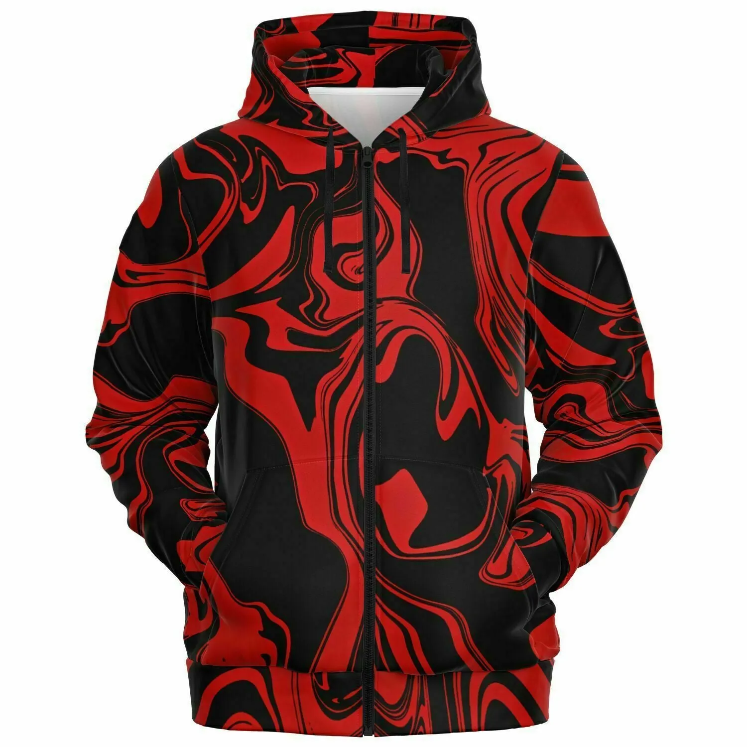 Red and Black Slime Oil Spill Zip-Up Hoodie