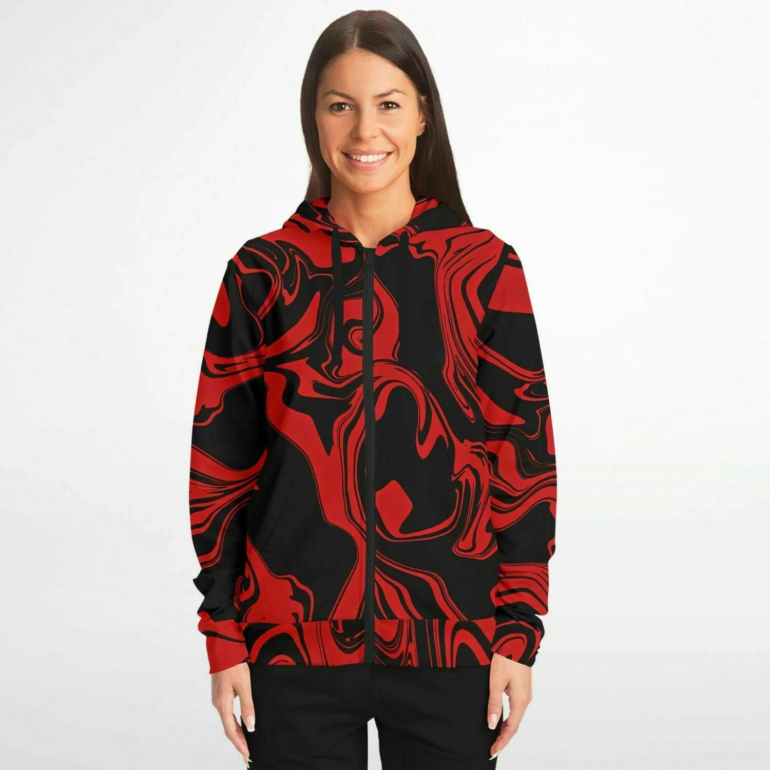 Red and Black Slime Oil Spill Zip-Up Hoodie