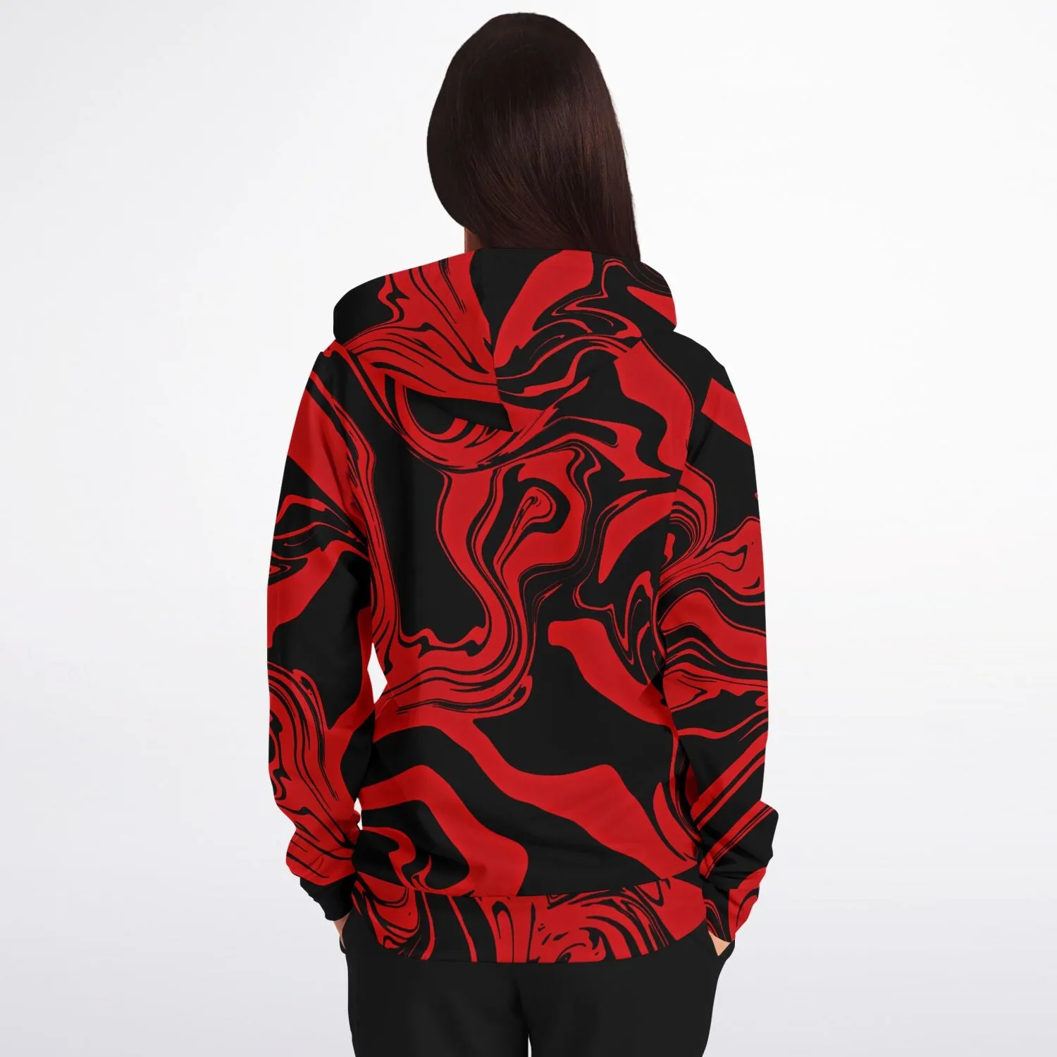 Red and Black Slime Oil Spill Zip-Up Hoodie