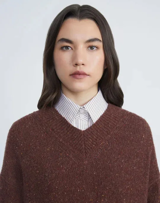 RESPONSIBLE CASHMERE-WOOL DONEGAL V-NECK SWEATER