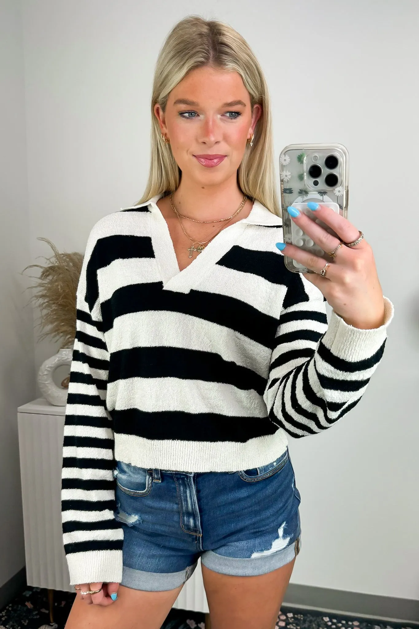 Rhianne Collared Drop Shoulder Knit Top - FINAL SALE