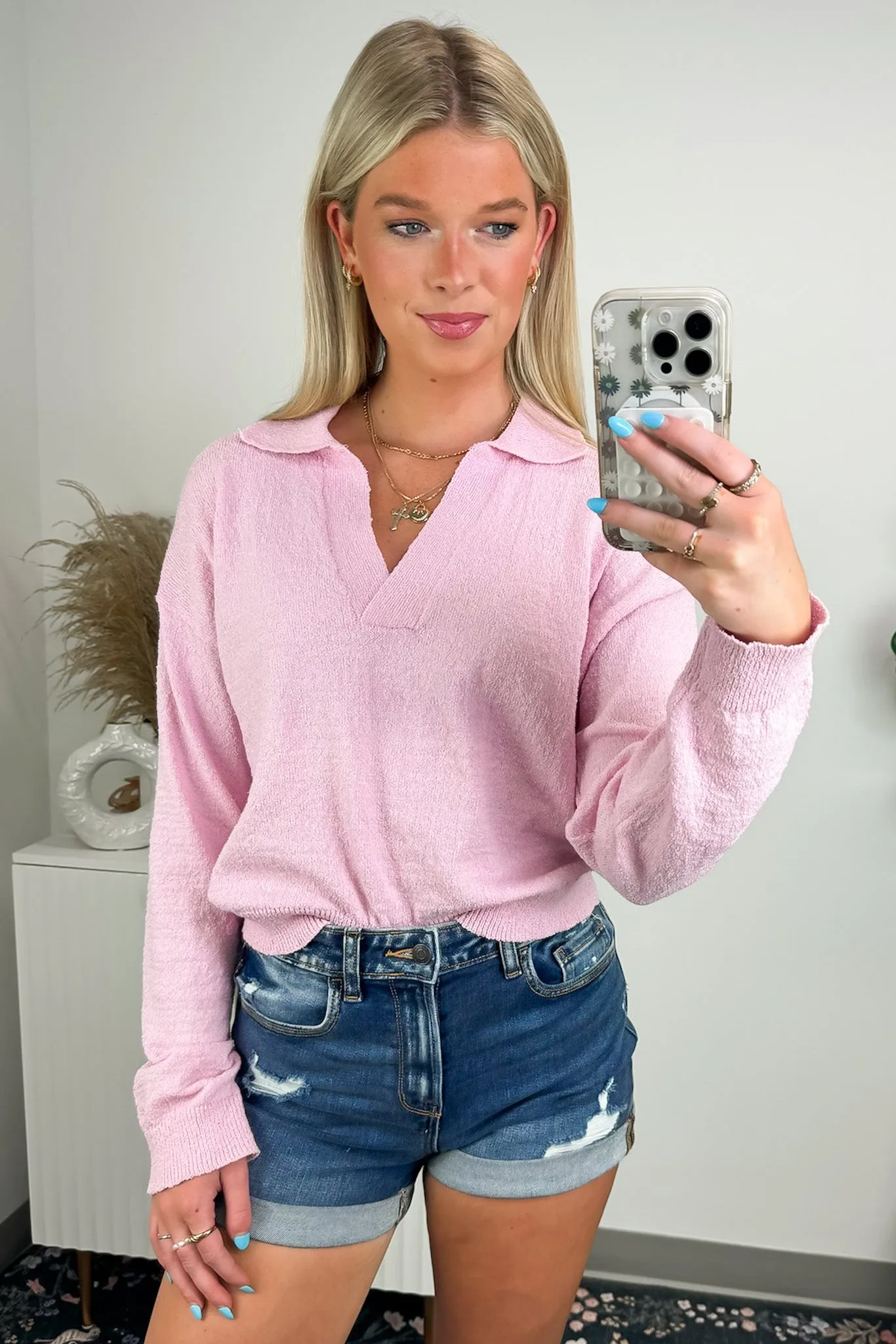 Rhianne Collared Drop Shoulder Knit Top - FINAL SALE