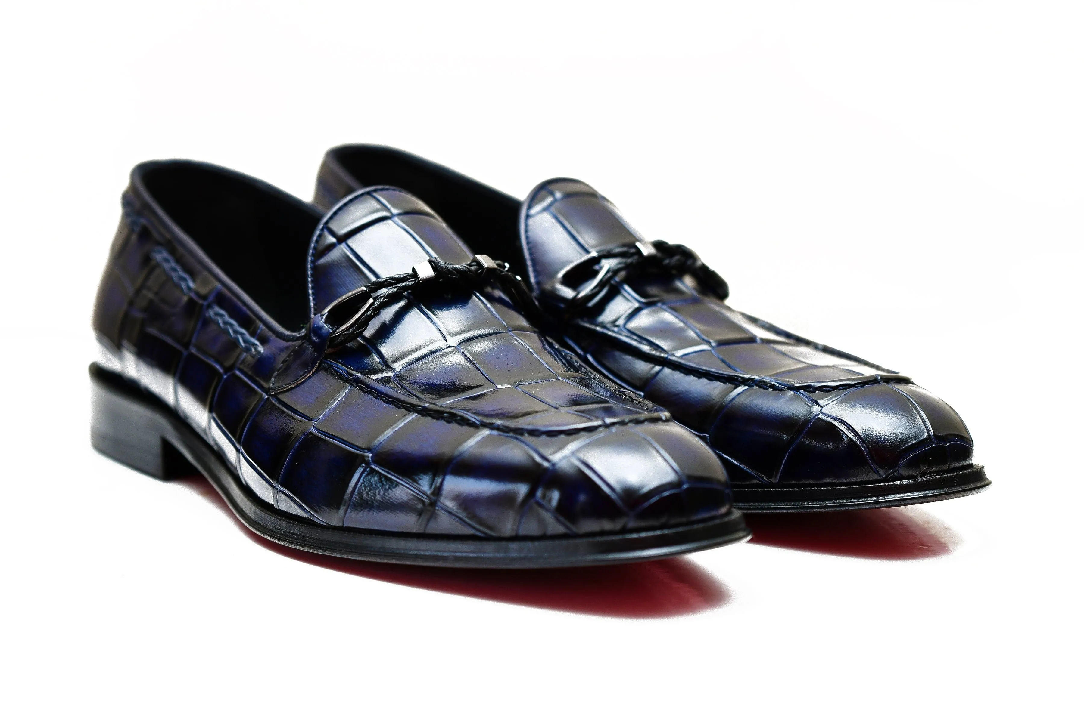 RIO | Blue embossed leather loafer