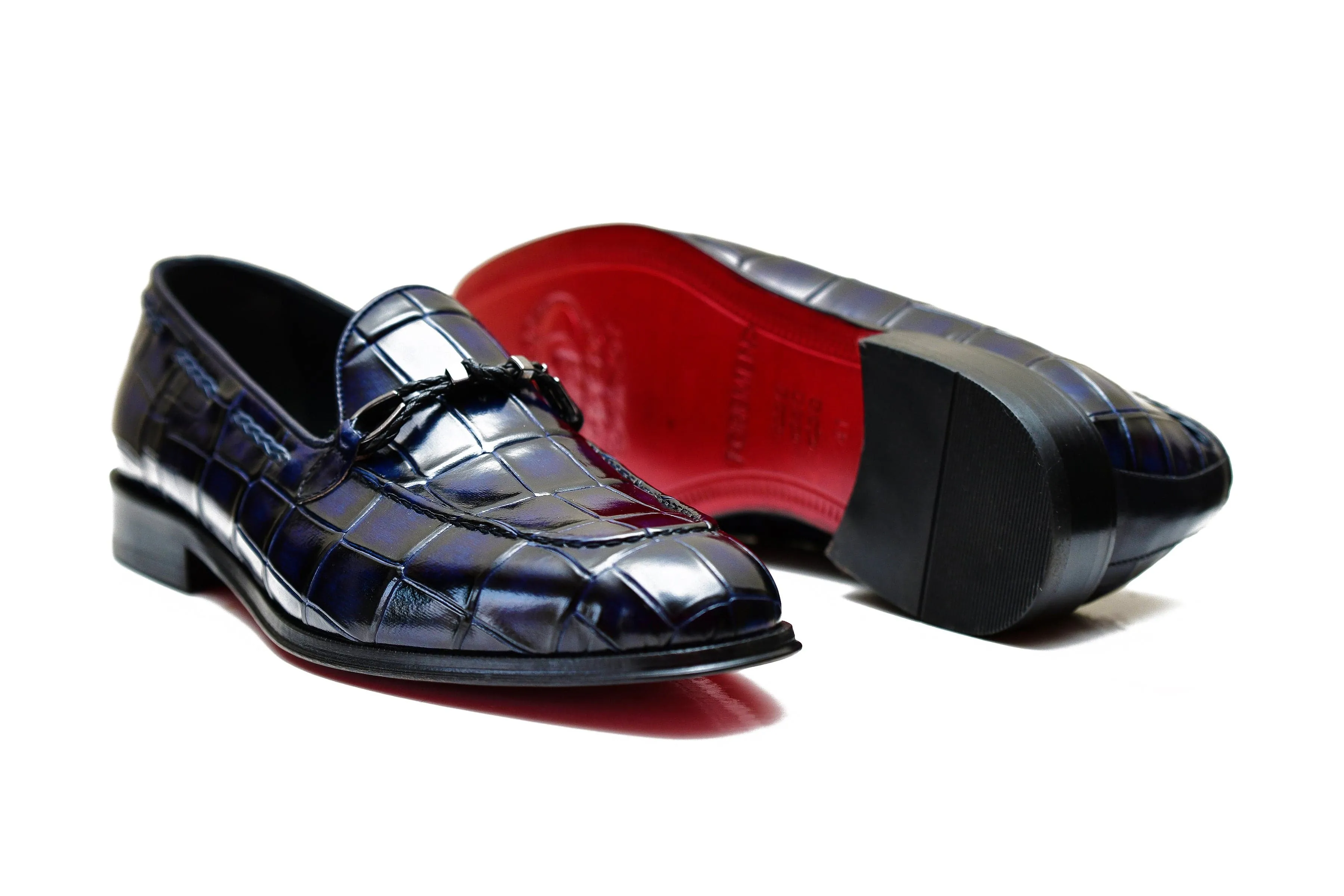 RIO | Blue embossed leather loafer