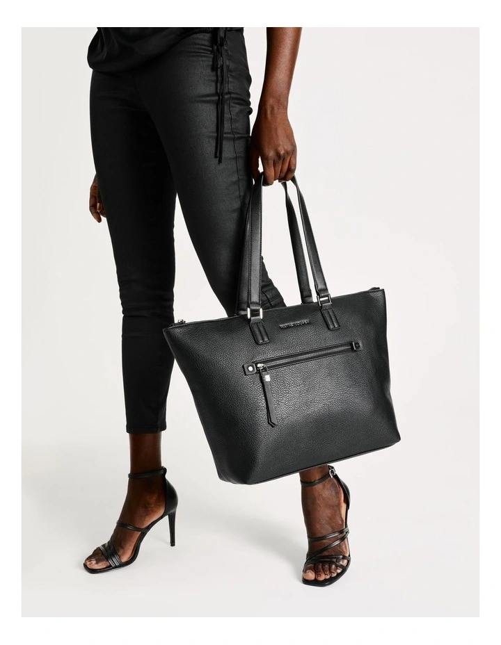 Rita Zip Top Tote Bag In Black