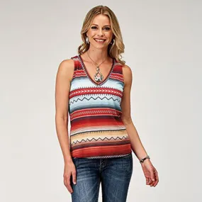 Roper Women's Red Multi–Stripe Aztec Tank