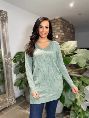 Sage V Neck Cable Knit Billie