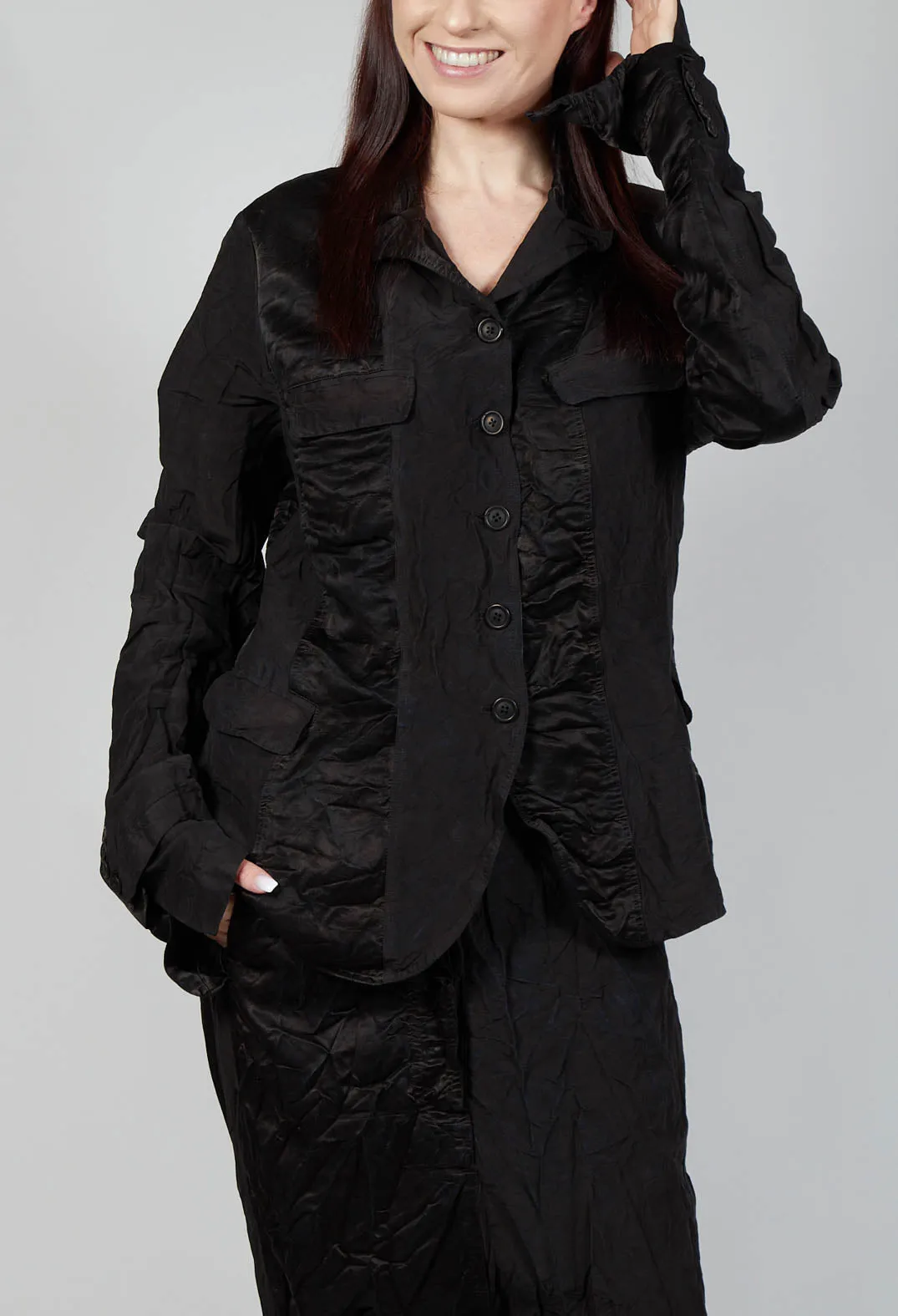 Satin Contrast Jacket in Black