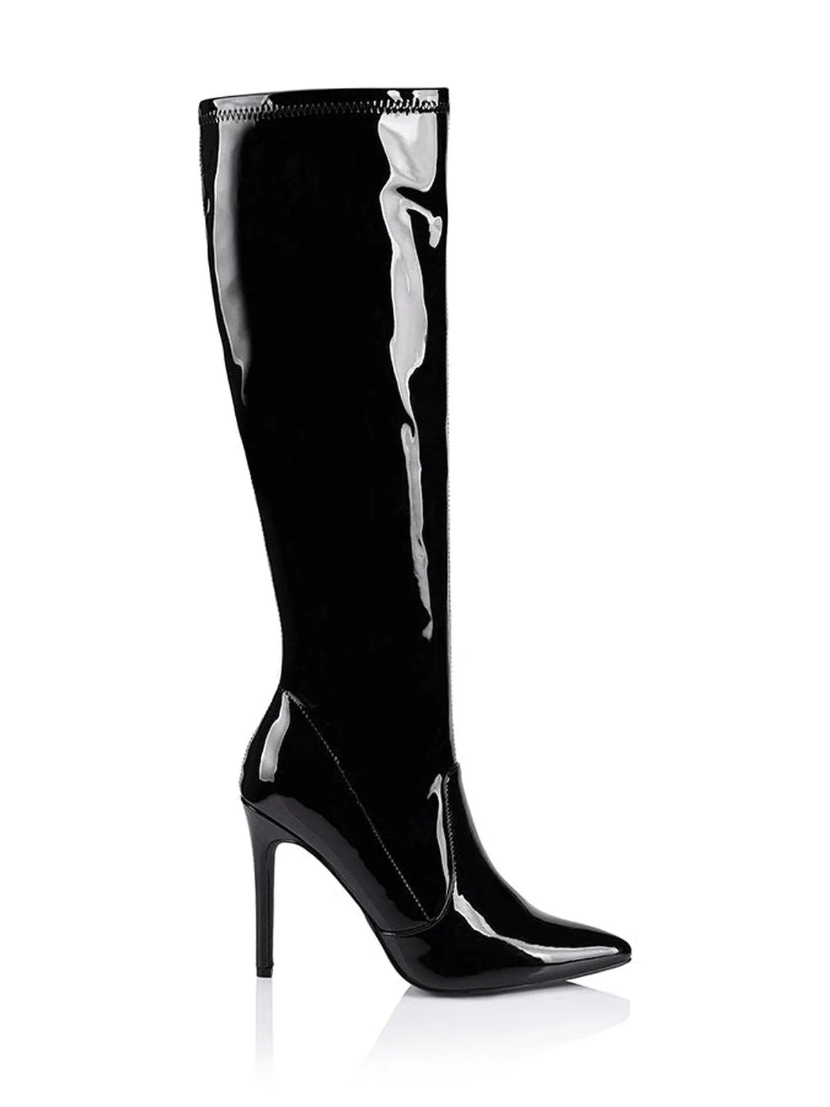 Savannah Tall Boots - Black Patent Stretch