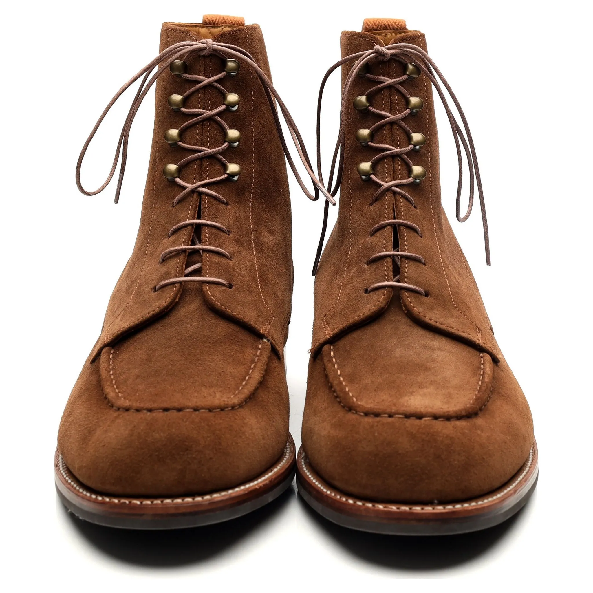 'Sawyer' Tan Brown Suede Apron Boots UK 10 G