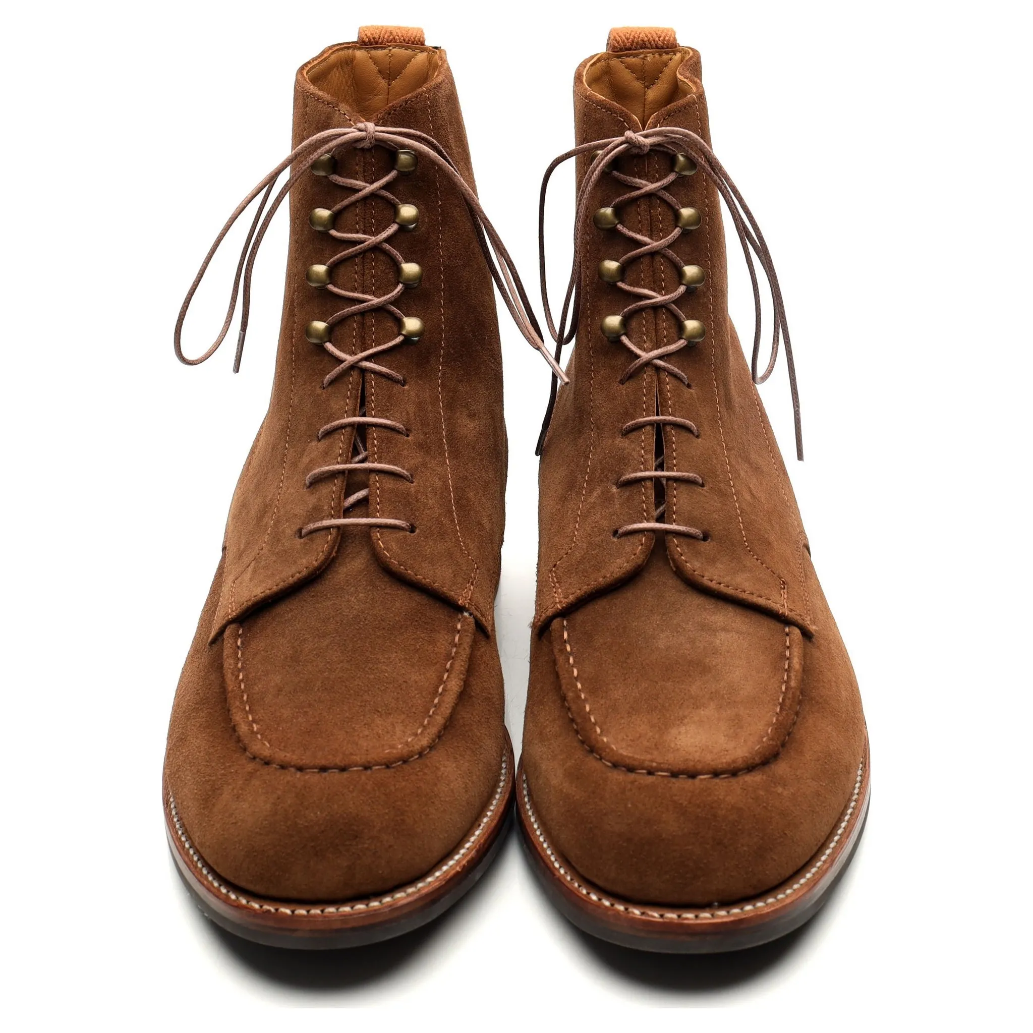 'Sawyer' Tan Brown Suede Apron Boots UK 10 G