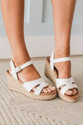 Soda Front Wedge Sandals- White