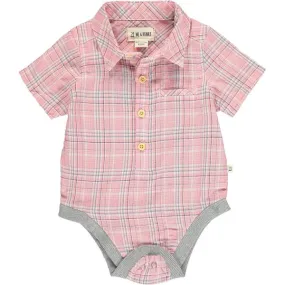 S/S Collared Onesie - Helford 1005c ( Pink / Grey Plaid)