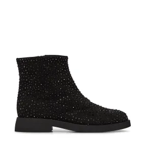 Stud-embellished black velour ankle boots