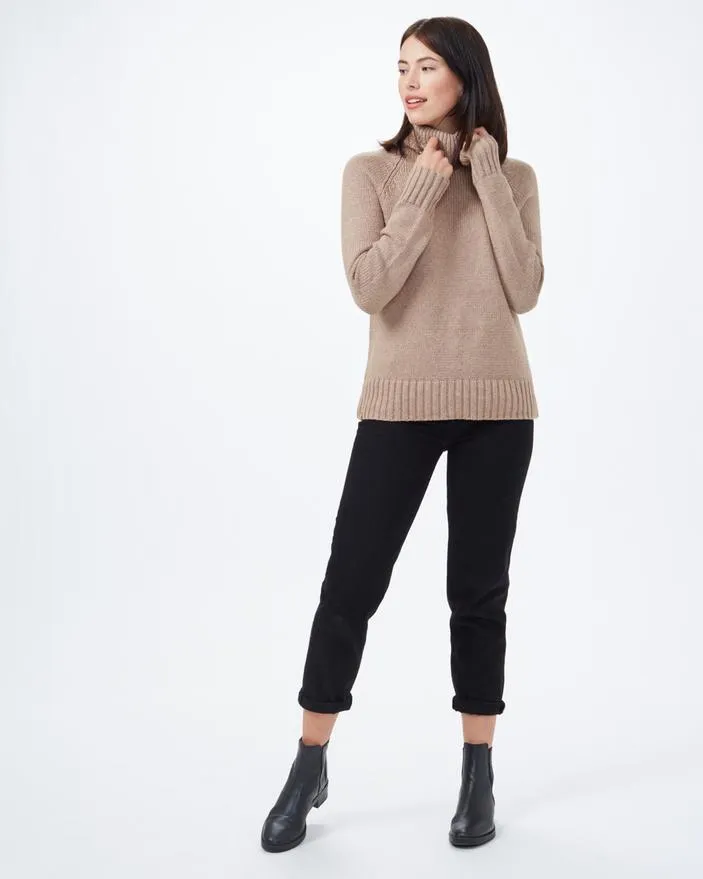 Tentree Highline Wool Turtleneck Sweater in Foxtrot Brown Heather