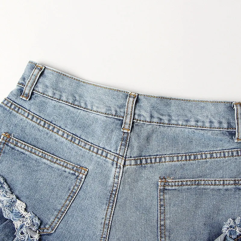 The Side Ruffle Denim Shorts