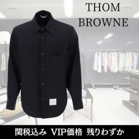 THOM BROWNE  |Street Style Long Sleeves Plain Logo Designers Shirts