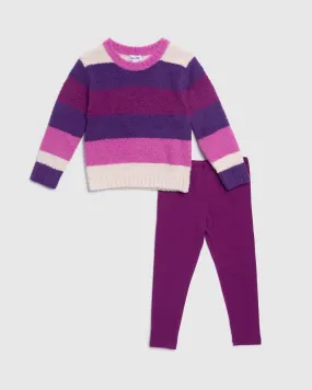 Toddler Girl Fuzzy Stripe Sweater Set