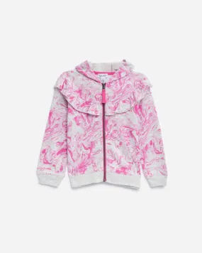 Toddler Girls Marble Ruffle Hoodie