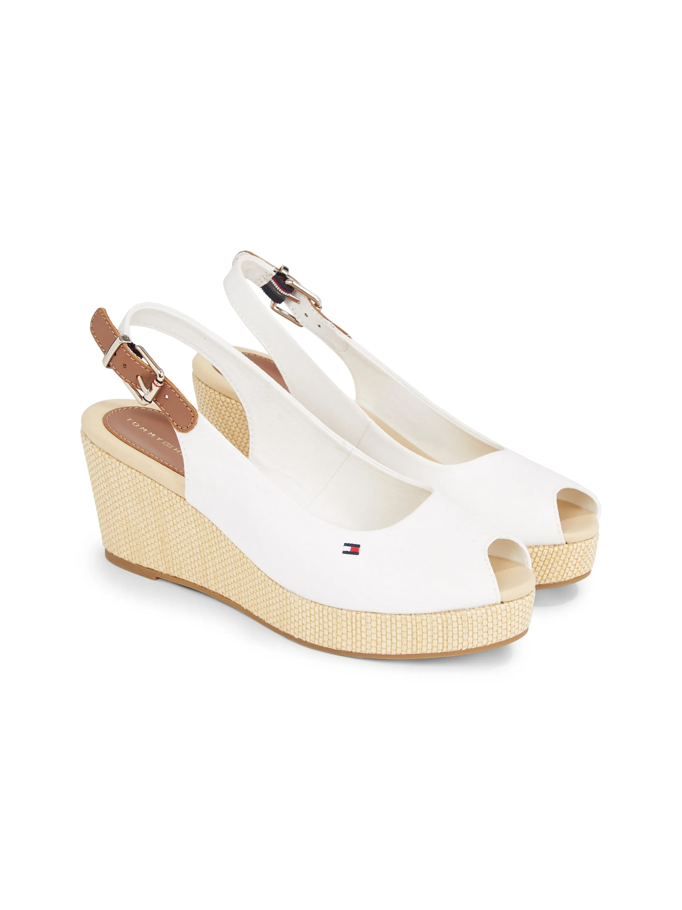 TOMMY HILFIGER Slingback Wedge Sandals Ecru