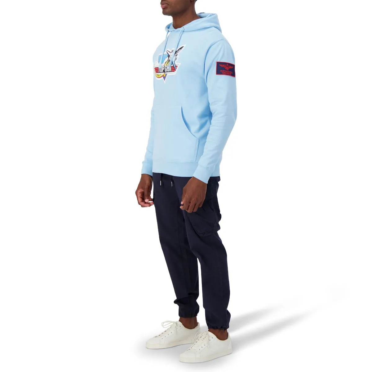 TOP GUN Unisex Retro Logo Hoodie - LIGHT BLUE