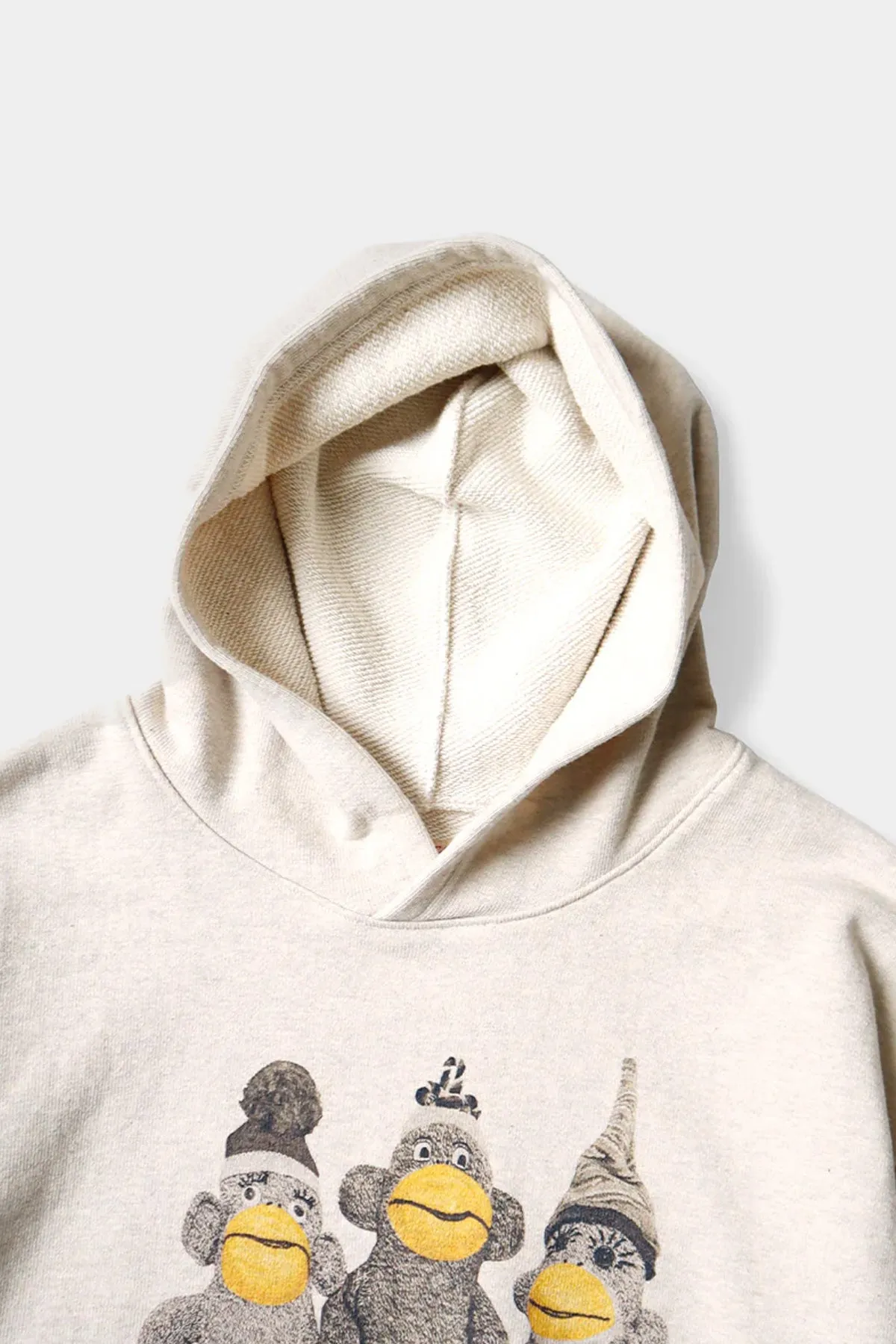 TOP SWT Knit Hoodie (MONKEY AMIGOS) - Natural