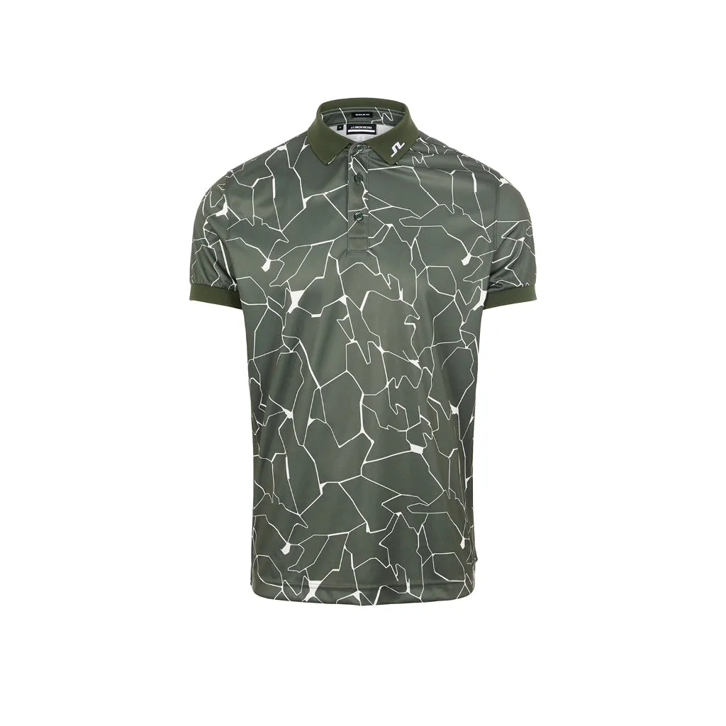 Tour Tech Reg Fit Print Polo Slit Thyme Green