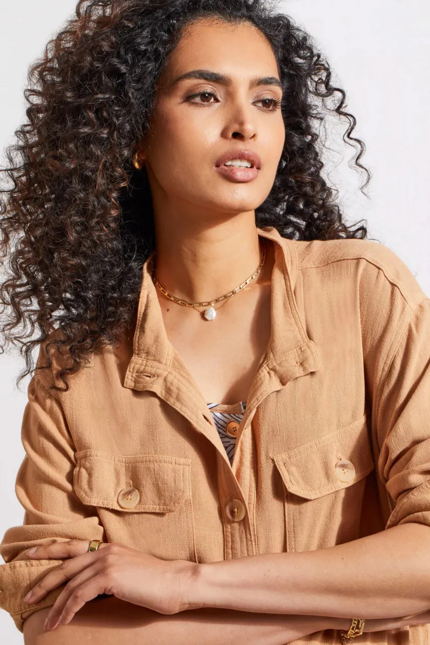 Tribal Caramel Linen Blend Jacket