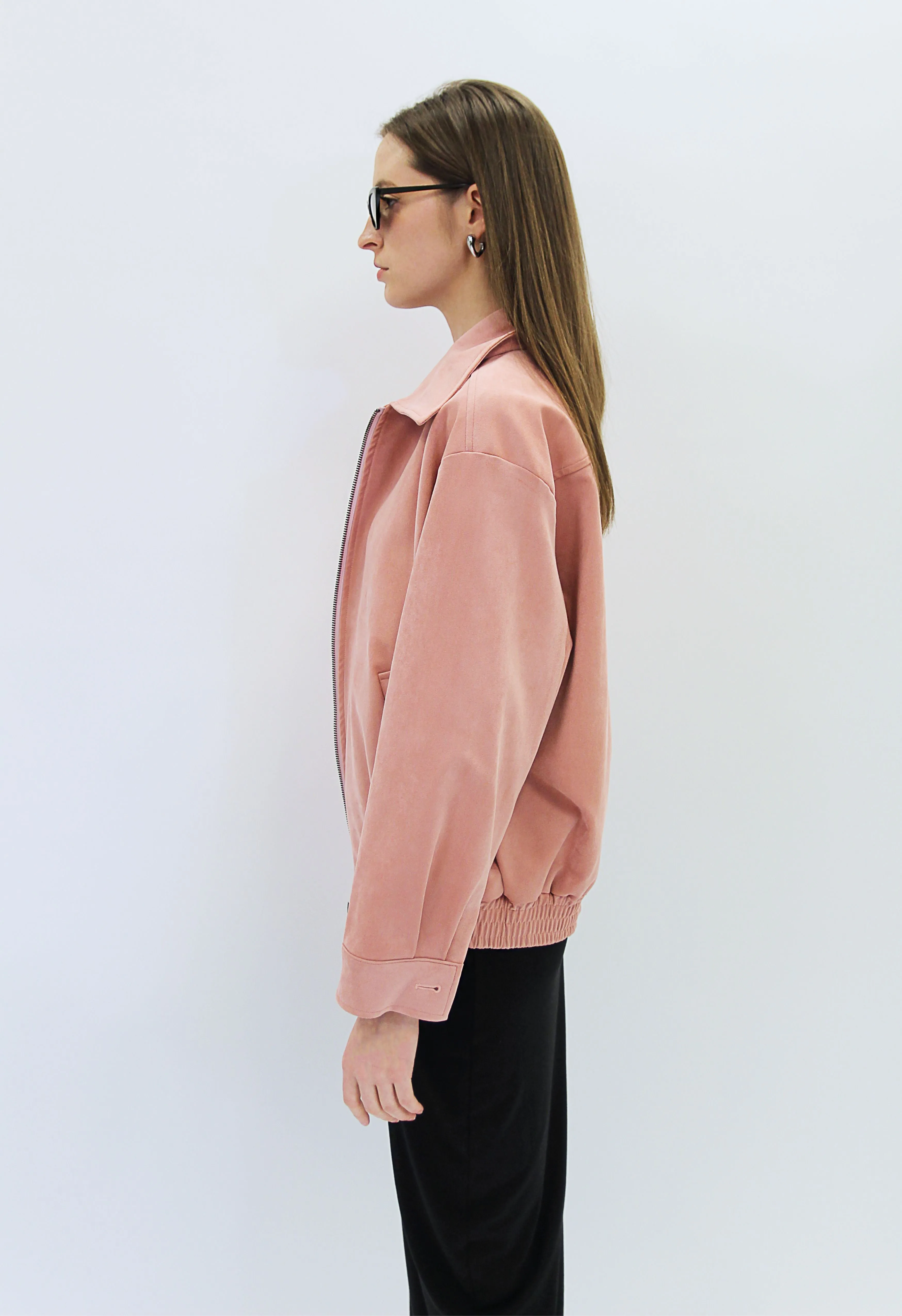 Vegan Suede Jacket in Salmon