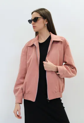 Vegan Suede Jacket in Salmon