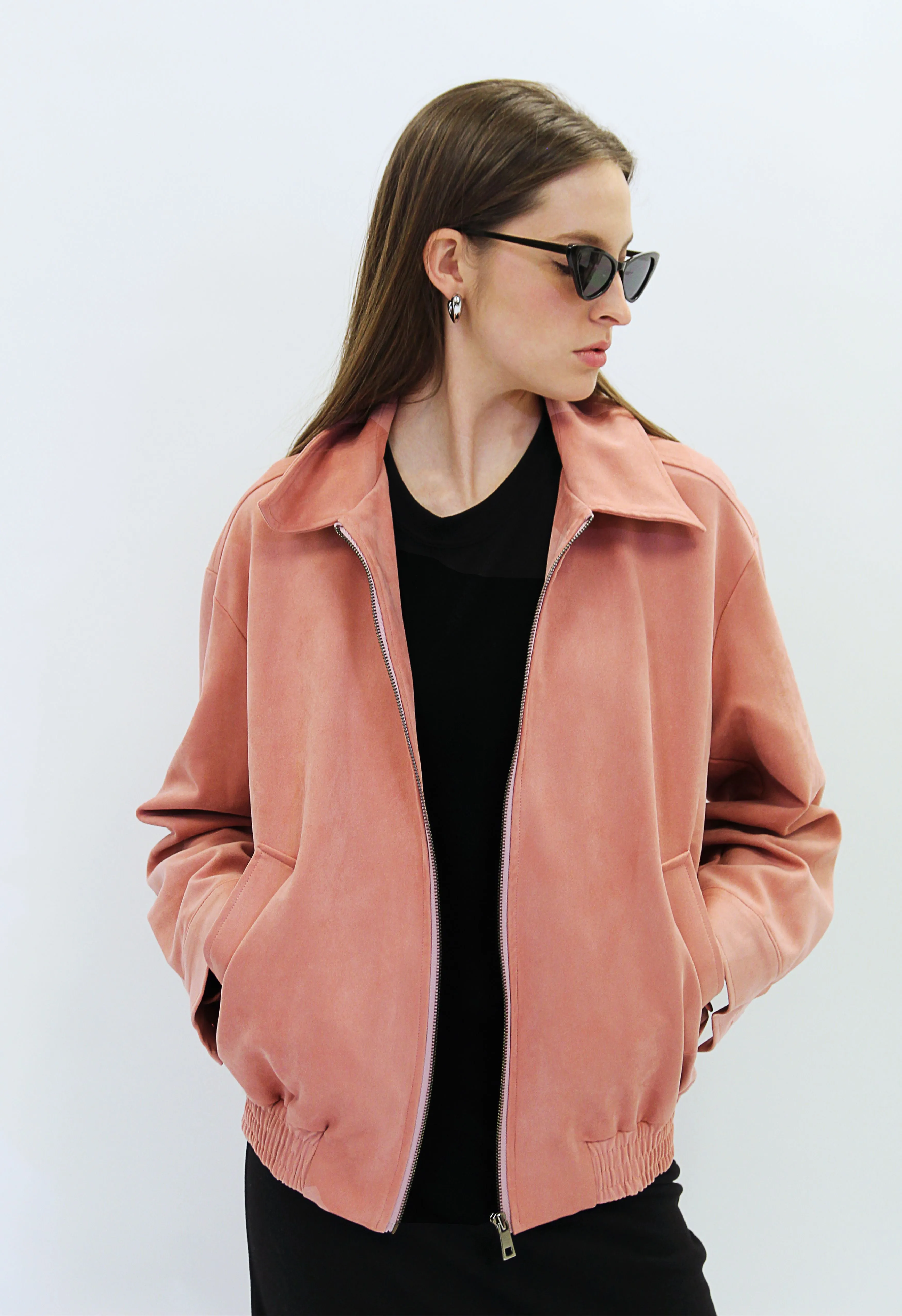 Vegan Suede Jacket in Salmon